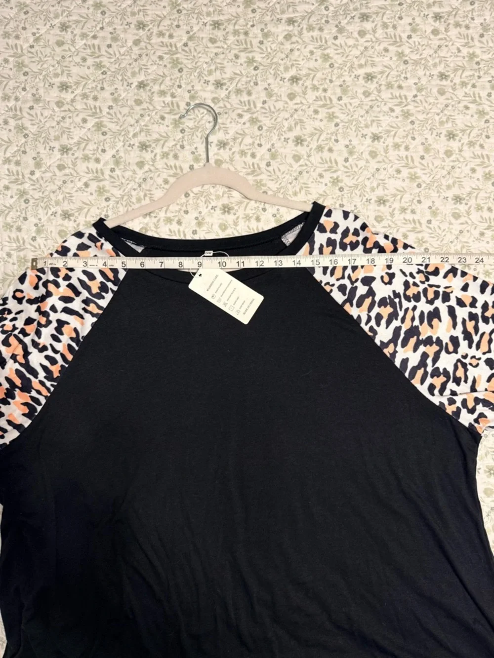 NWT Rosriss Black Leopard Print Raglan Baseball Tee - Plus Size - Picture 11 of 11